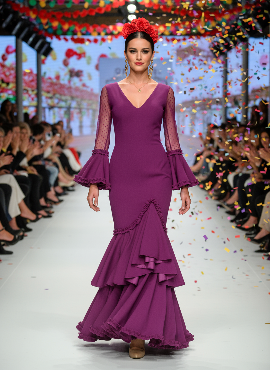 TRAJE FLAMENCA BERENJENA EMMA WU DESIGN X FLAMENCA EM223