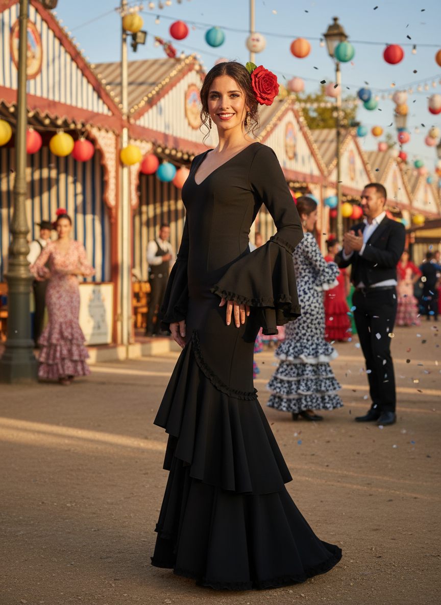 TRAJE FLAMENCA NEGRO EMMA WU DESIGN X FLAMENCA 0491