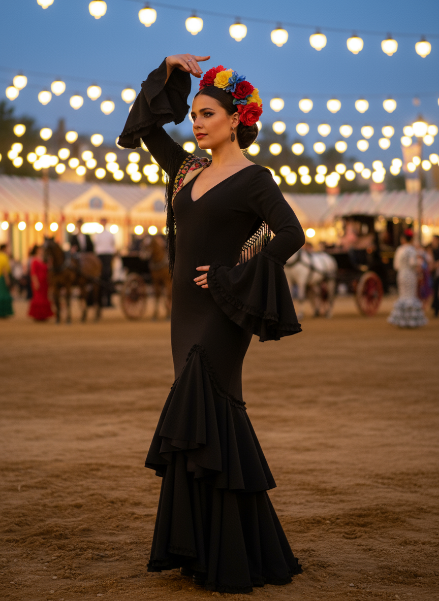 TRAJE FLAMENCA NEGRO EMMA WU DESIGN X FLAMENCA 0491