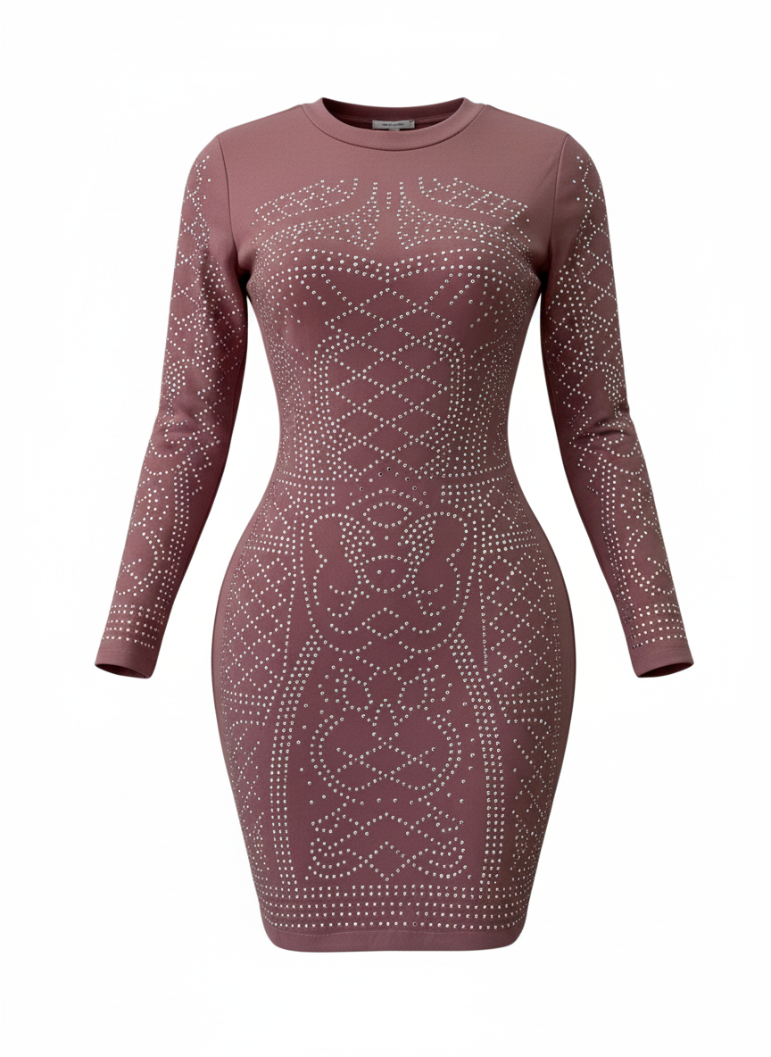 SHORT MAUVE PINK DRESS 5038