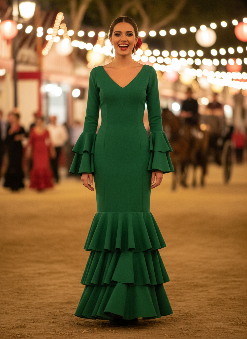 TRAJE FLAMENCA VERDE ANDALUCÍA EMMA WU DESIGN X FLAMENCA 21042