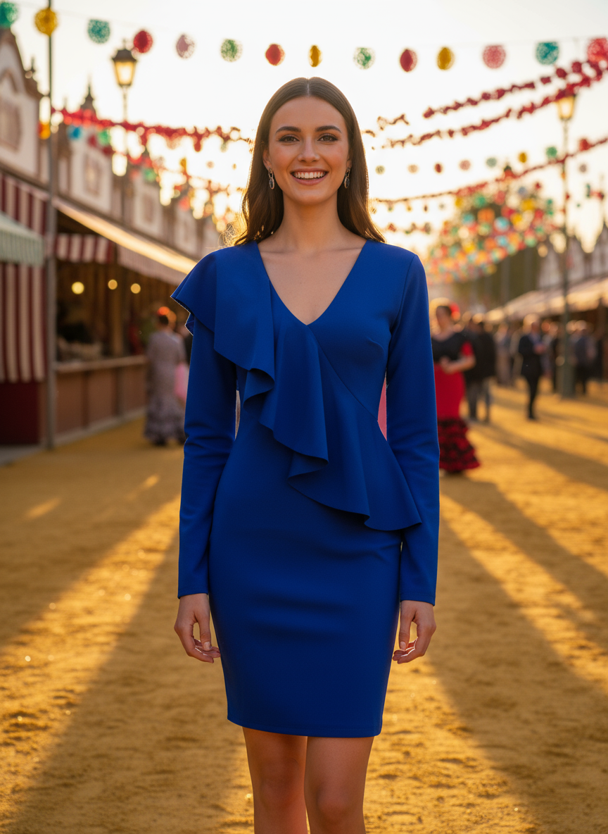 VESTIDO CORTO AZUL ELECTRICO 7577