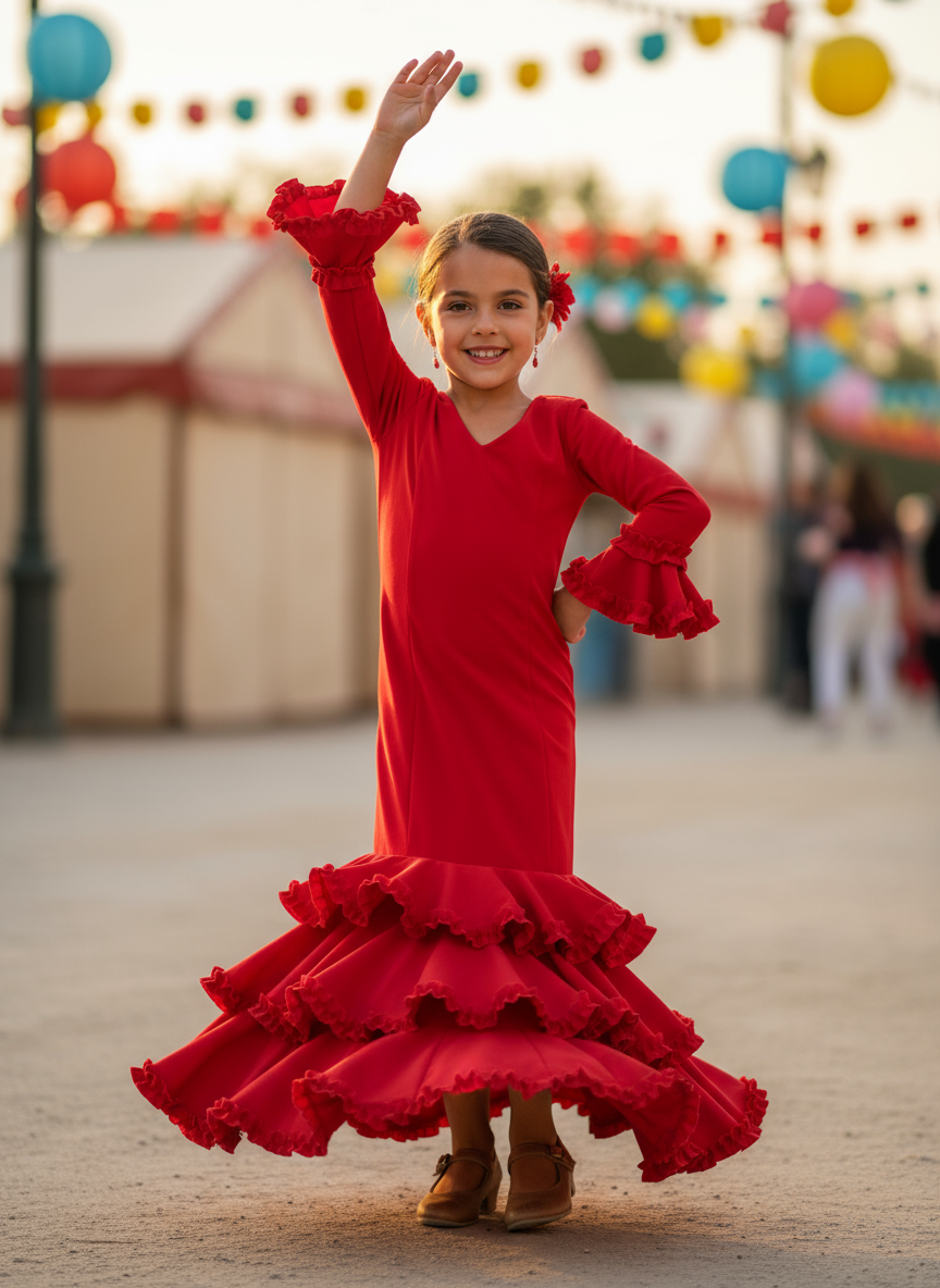 TRAJE FLAMENCA DE NIÑA  ROJO KL502