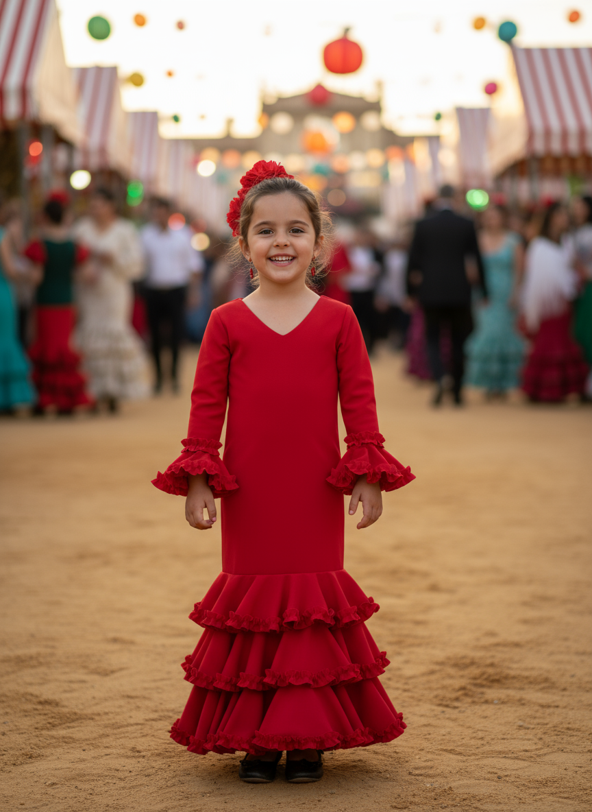 TRAJE FLAMENCA DE NIÑA  ROJO KL502