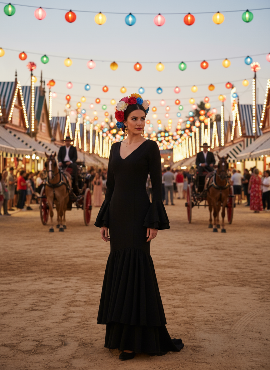 TRAJE FLAMENCA NEGRO EMMA WU DESIGN X FLAMENCA EM246