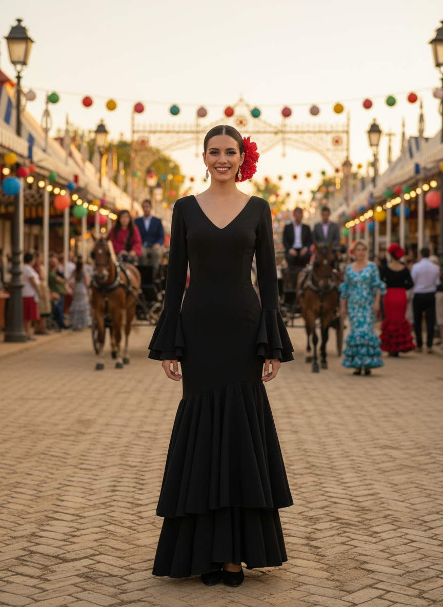 TRAJE FLAMENCA NEGRO EMMA WU DESIGN X FLAMENCA EM246