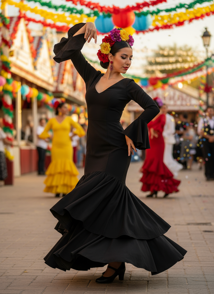 TRAJE FLAMENCA NEGRO EMMA WU DESIGN X FLAMENCA EM246