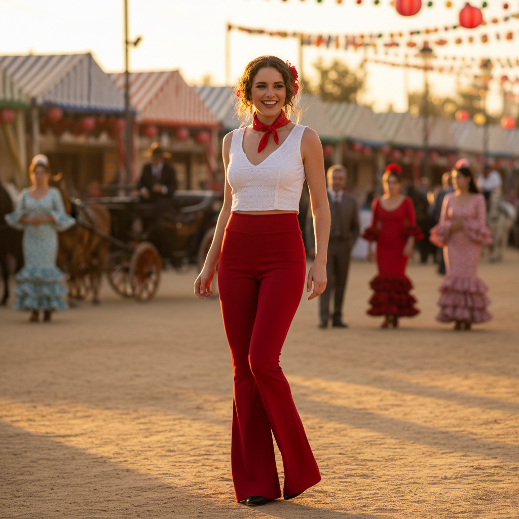 PANTALÓN CAMPANA ROJO 9182