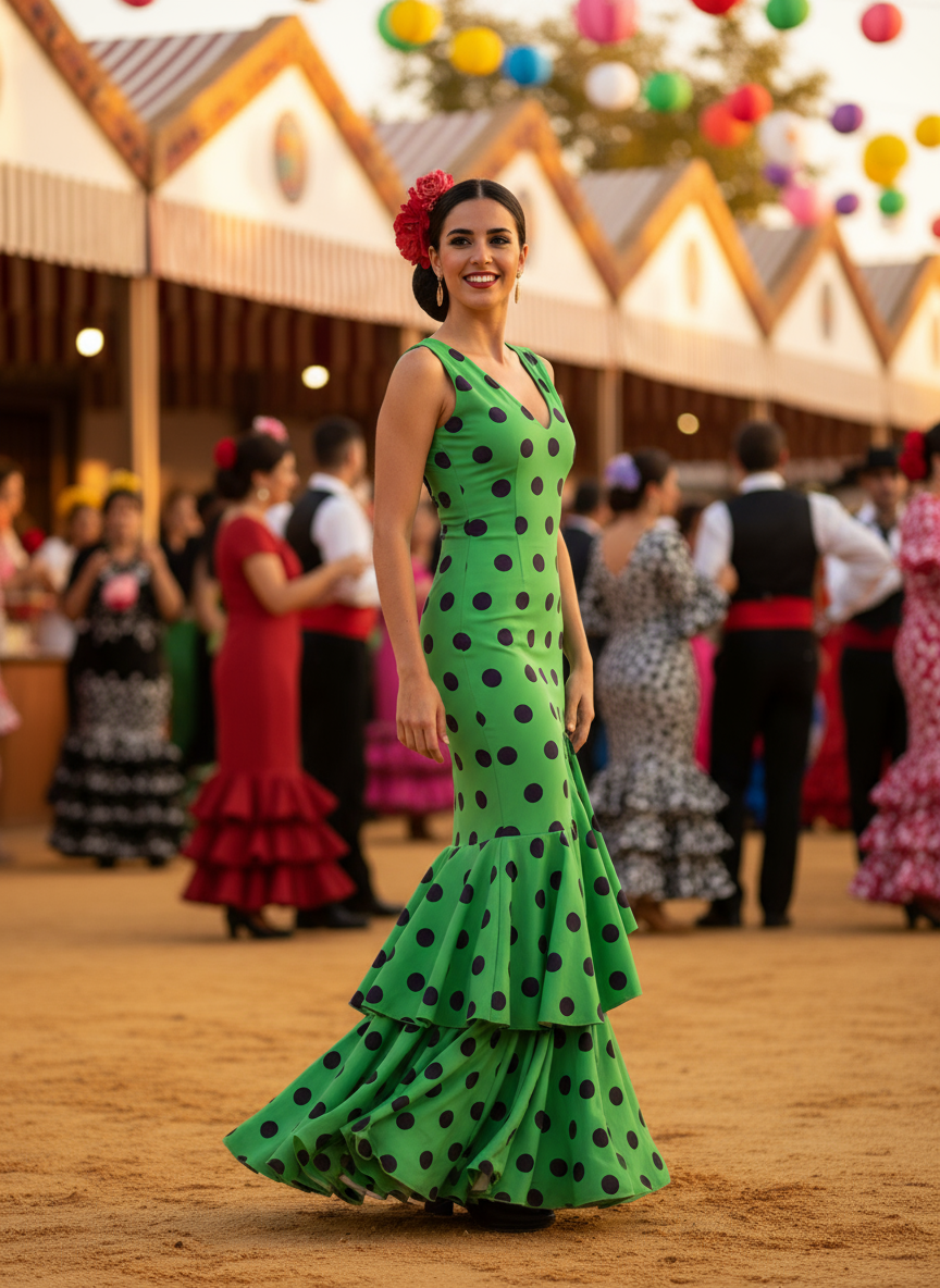 TRAJE FLAMENCA VERDE ANDALUCÍA EMMA WU DESIGN X FLAMENCA M0492