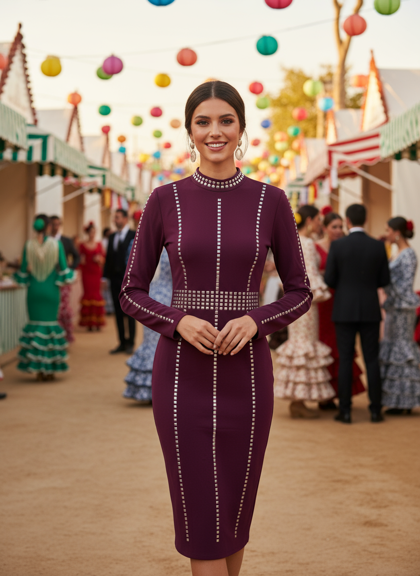 VESTIDO CORTO BERENJENA 7453