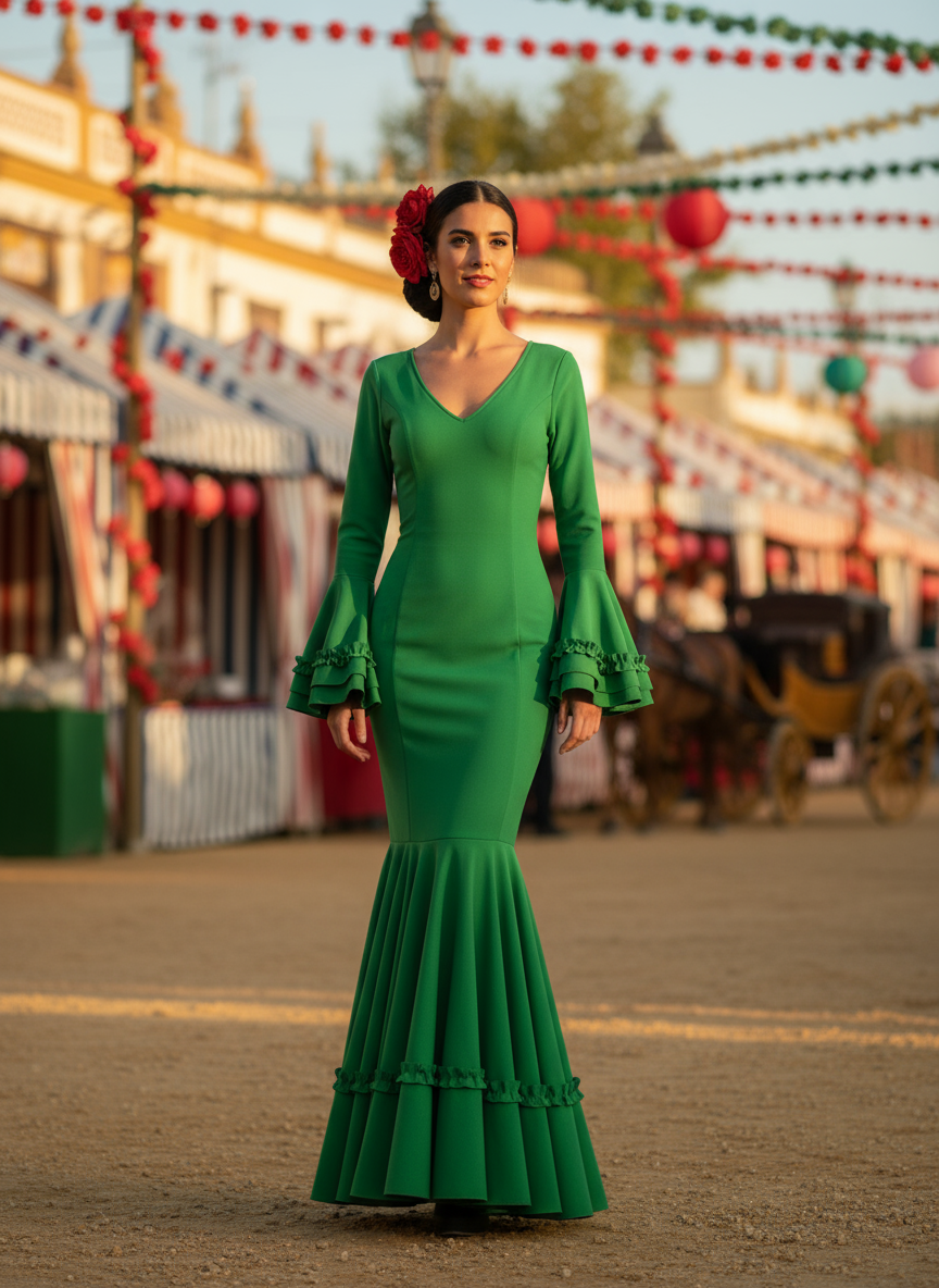 TRAJE FLAMENCA VERDE ANDALUCÍA EMMA WU DESIGN X FLAMENCA 7817