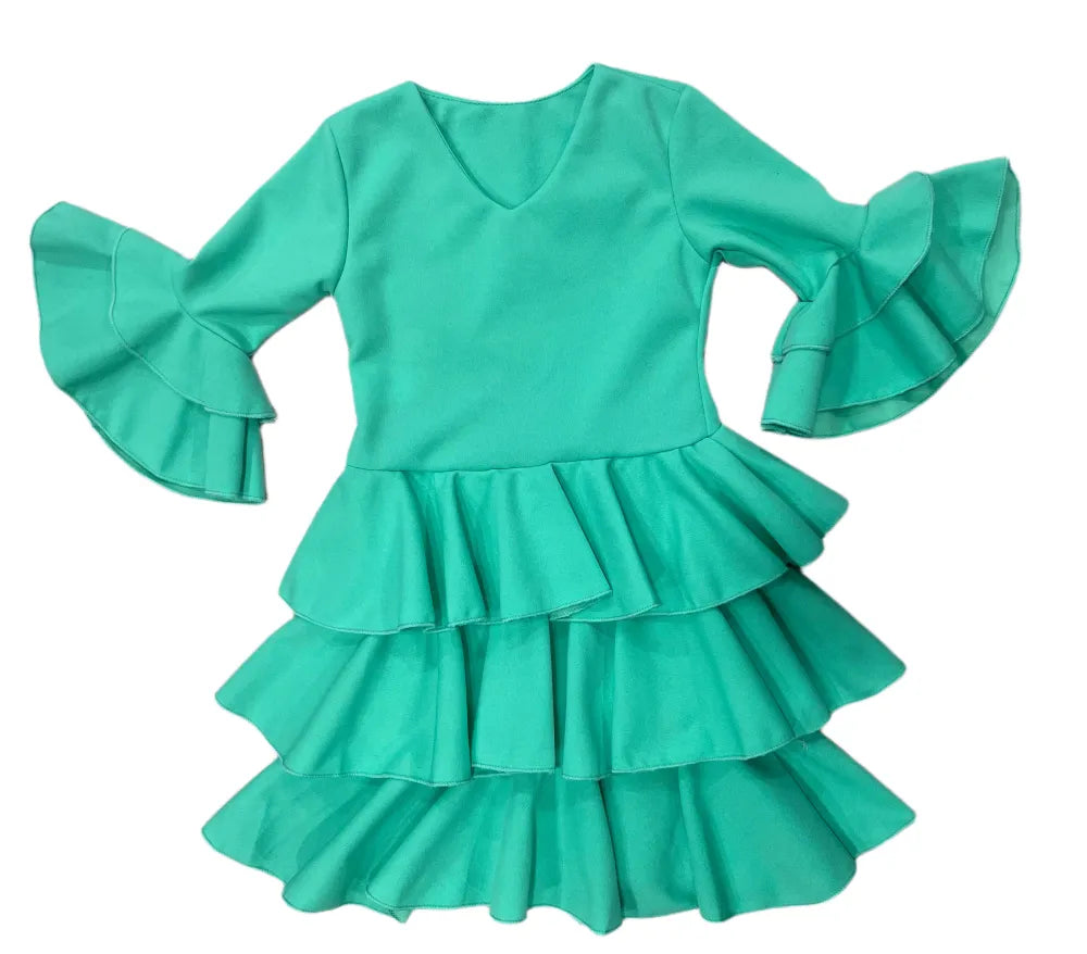 TRAJE FLAMENCA DE NIÑA  VERDE AGUA 221120-1
