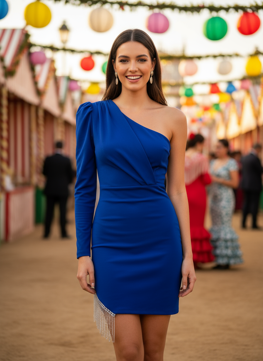 VESTIDO CORTO AZUL ELECTRICO 25172