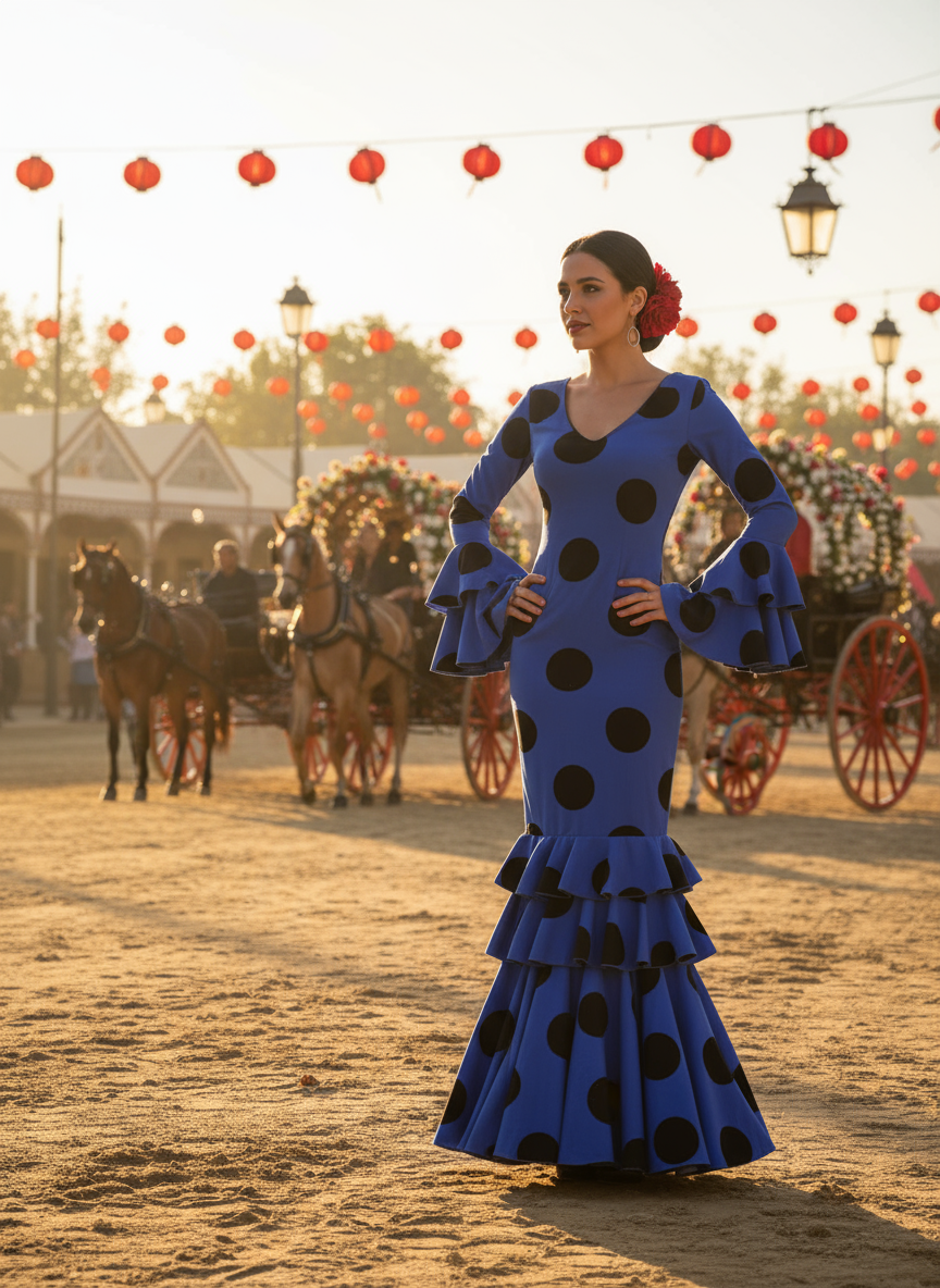 TRAJE FLAMENCA AZUL ELECTRICO EMMA WU DESIGN X FLAMENCA 21045