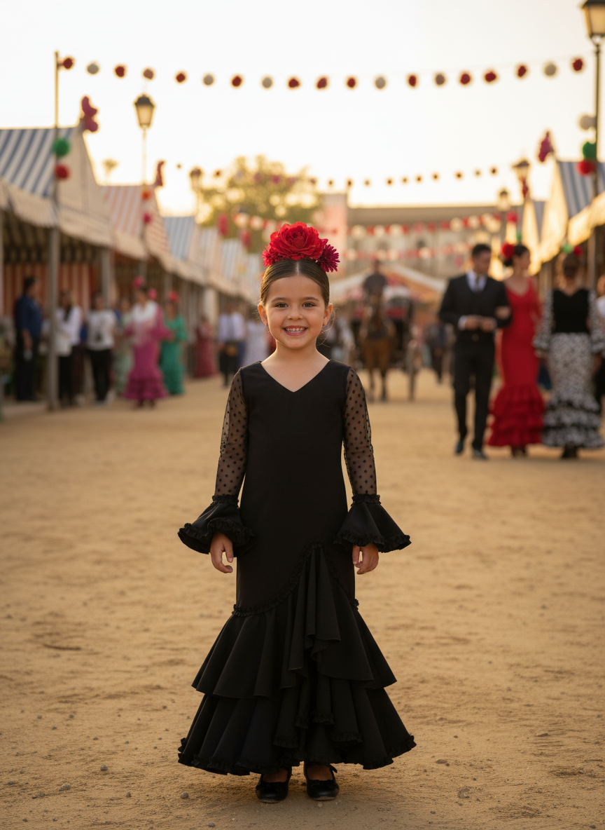 TRAJE FLAMENCA DE NIÑA  NEGRA KL507