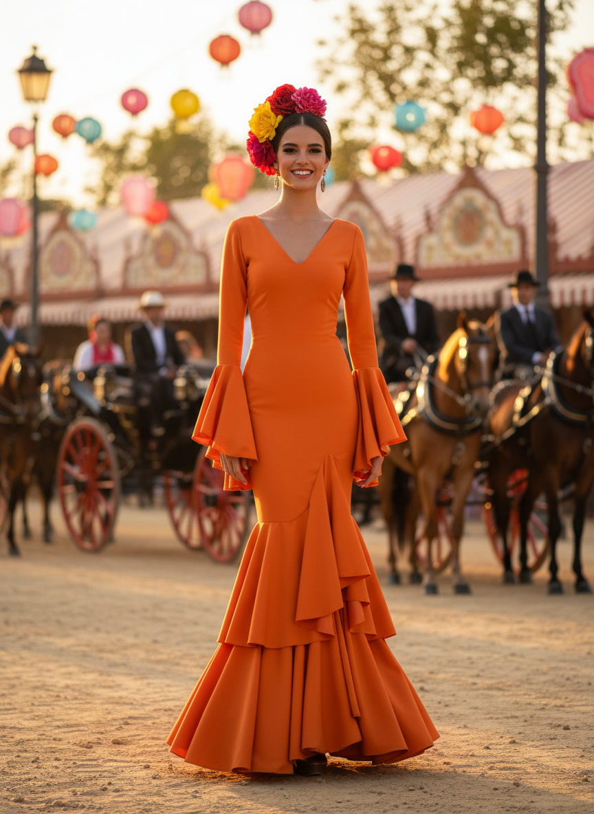 TRAJE FLAMENCA NARANJA EMMA WU DESIGN X FLAMENCA 0495