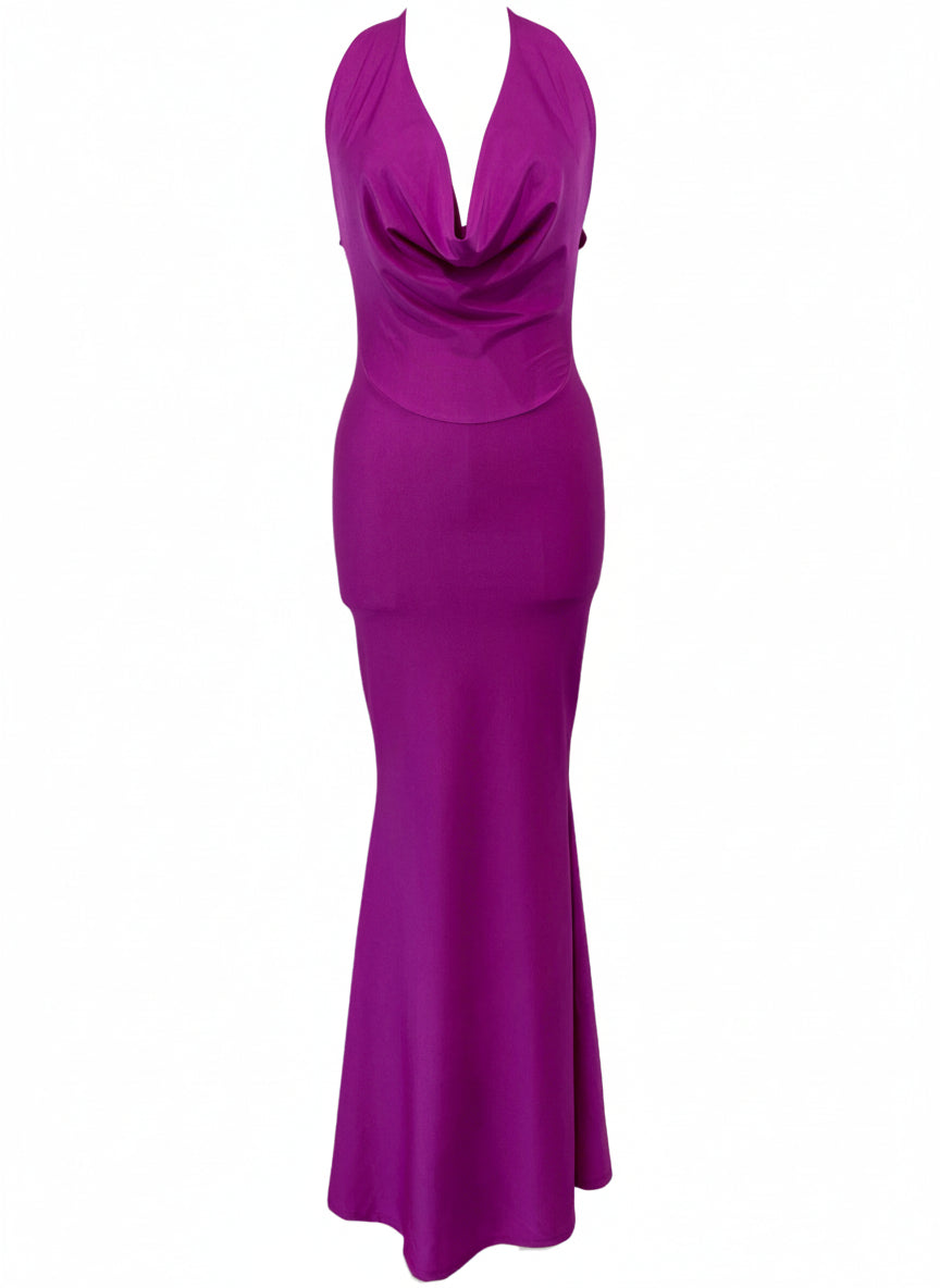 SHINY STRETCH LONG DRESS BOUGAINVILLE 23917