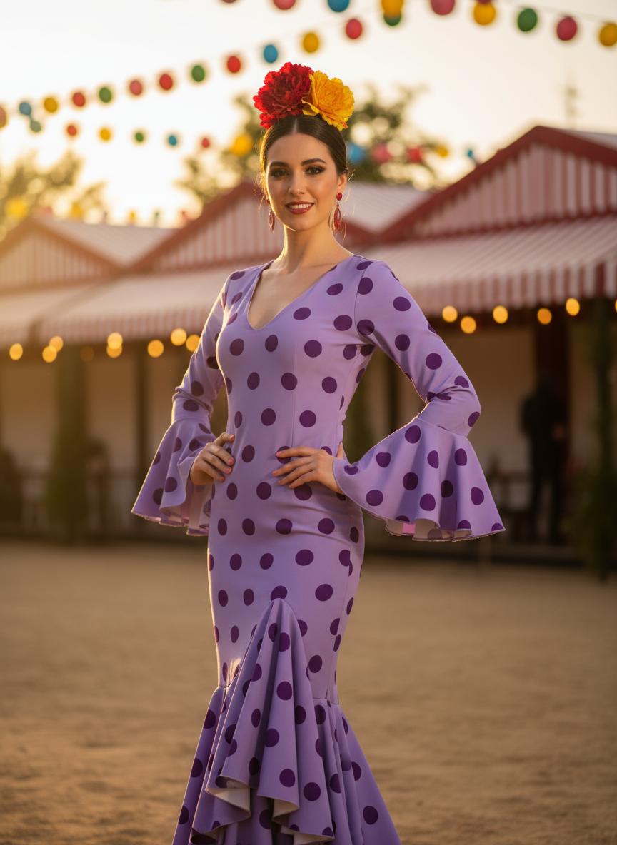 TRAJE FLAMENCA LILA MALVA EMMA WU DESIGN X FLAMENCA M0491