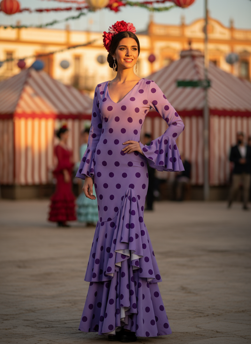 TRAJE FLAMENCA LILA MALVA EMMA WU DESIGN X FLAMENCA M0491