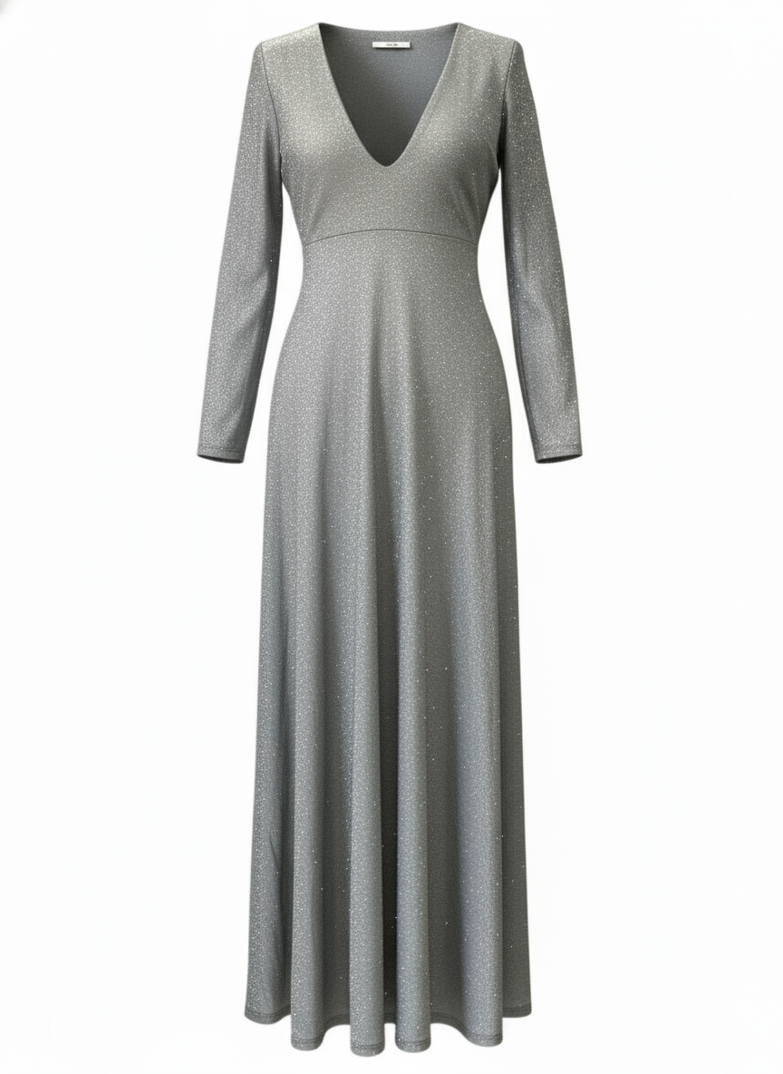 LIGHT GRAY LONG DRESS 8812