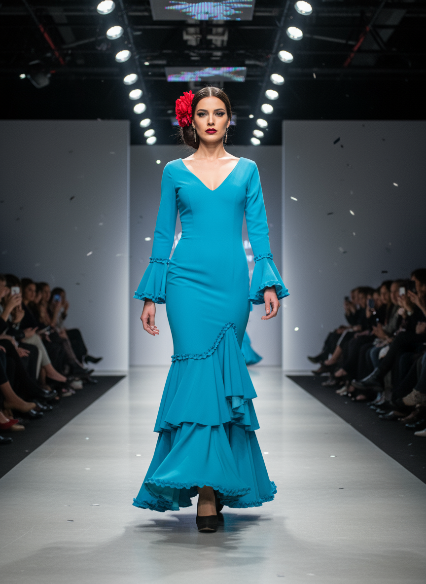 TRAJE FLAMENCA AGUA MARINA EMMA WU DESIGN X FLAMENCA EM229