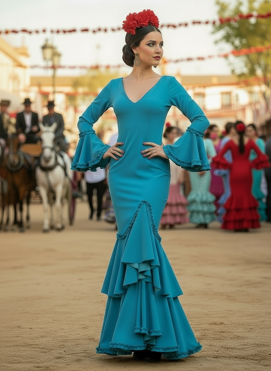 TRAJE FLAMENCA AGUA MARINA EMMA WU DESIGN X FLAMENCA EM229