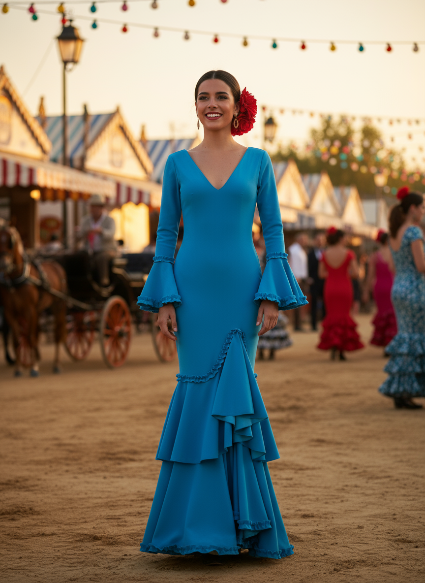 TRAJE FLAMENCA AGUA MARINA EMMA WU DESIGN X FLAMENCA EM229