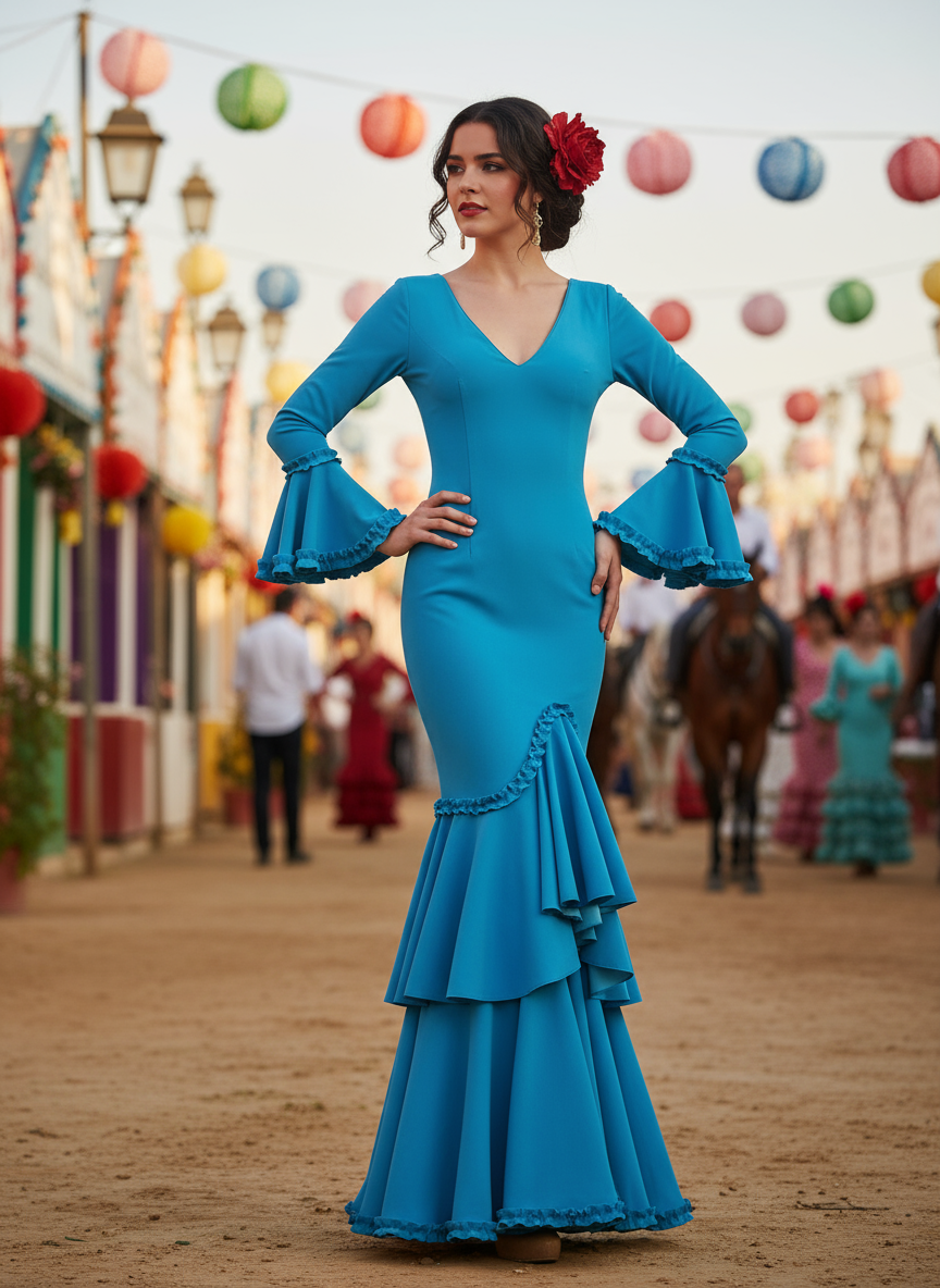 TRAJE FLAMENCA AGUA MARINA EMMA WU DESIGN X FLAMENCA EM229