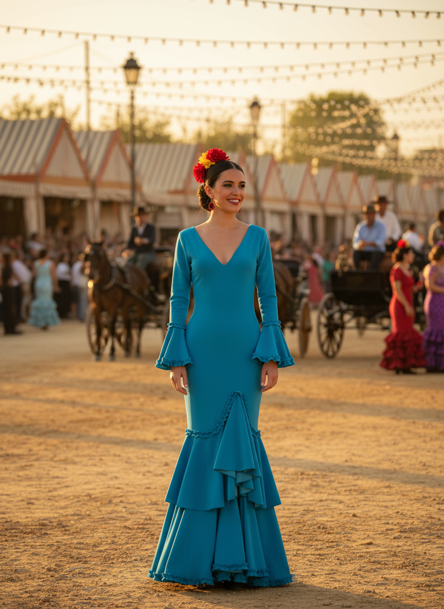 TRAJE FLAMENCA AGUA MARINA EMMA WU DESIGN X FLAMENCA EM229