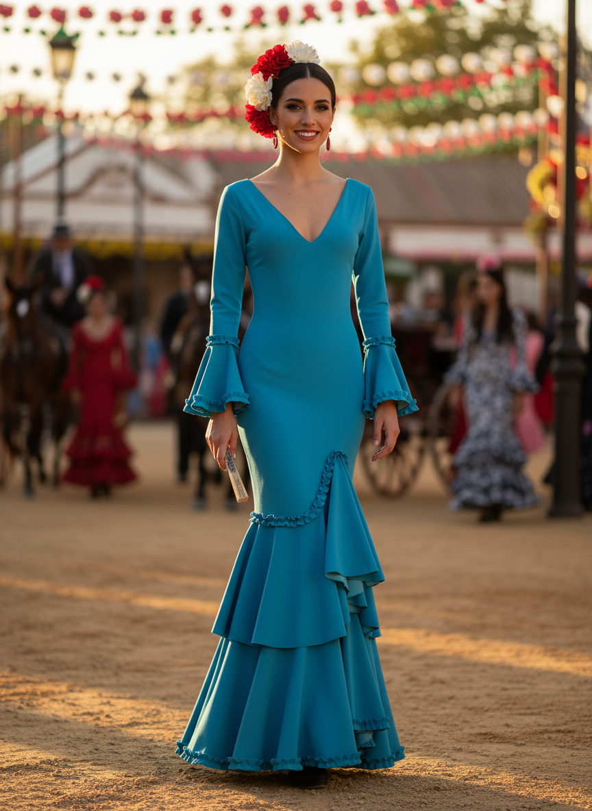 TRAJE FLAMENCA AGUA MARINA EMMA WU DESIGN X FLAMENCA EM229