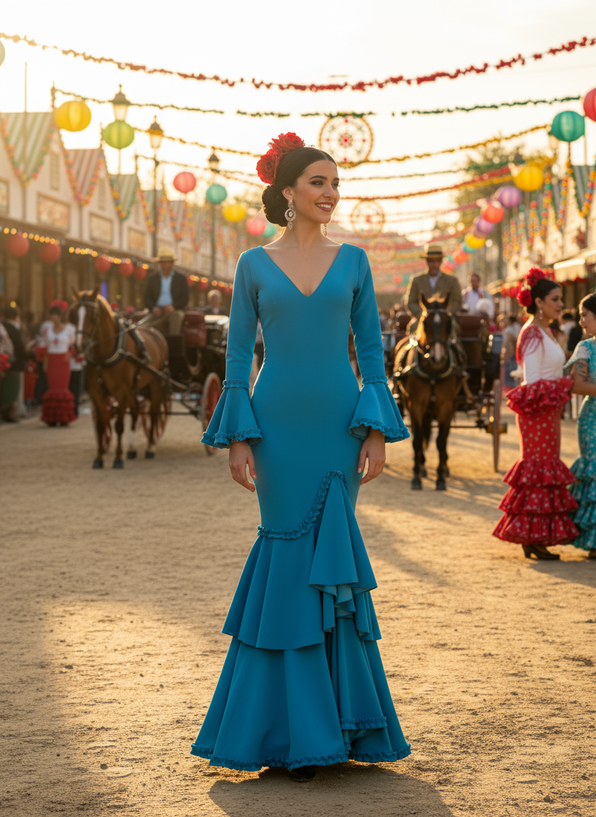 TRAJE FLAMENCA AGUA MARINA EMMA WU DESIGN X FLAMENCA EM229