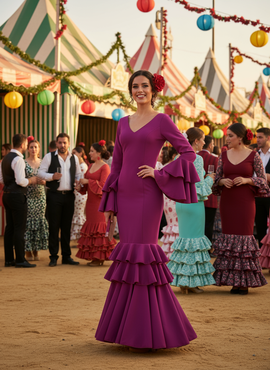 TRAJE FLAMENCA BERENJENA EMMA WU DESIGN X FLAMENCA 21041