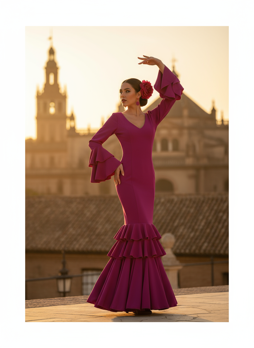 TRAJE FLAMENCA BERENJENA EMMA WU DESIGN X FLAMENCA 21041