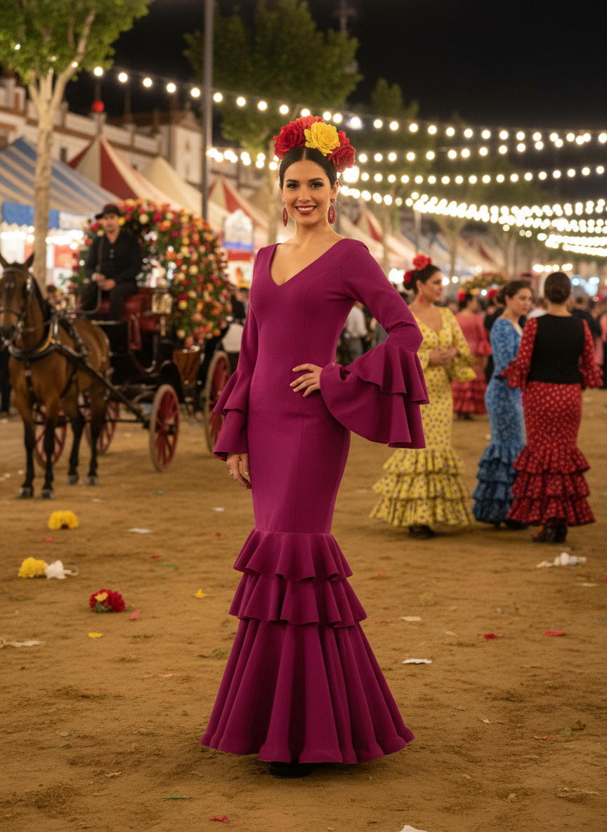 TRAJE FLAMENCA BERENJENA EMMA WU DESIGN X FLAMENCA 21041