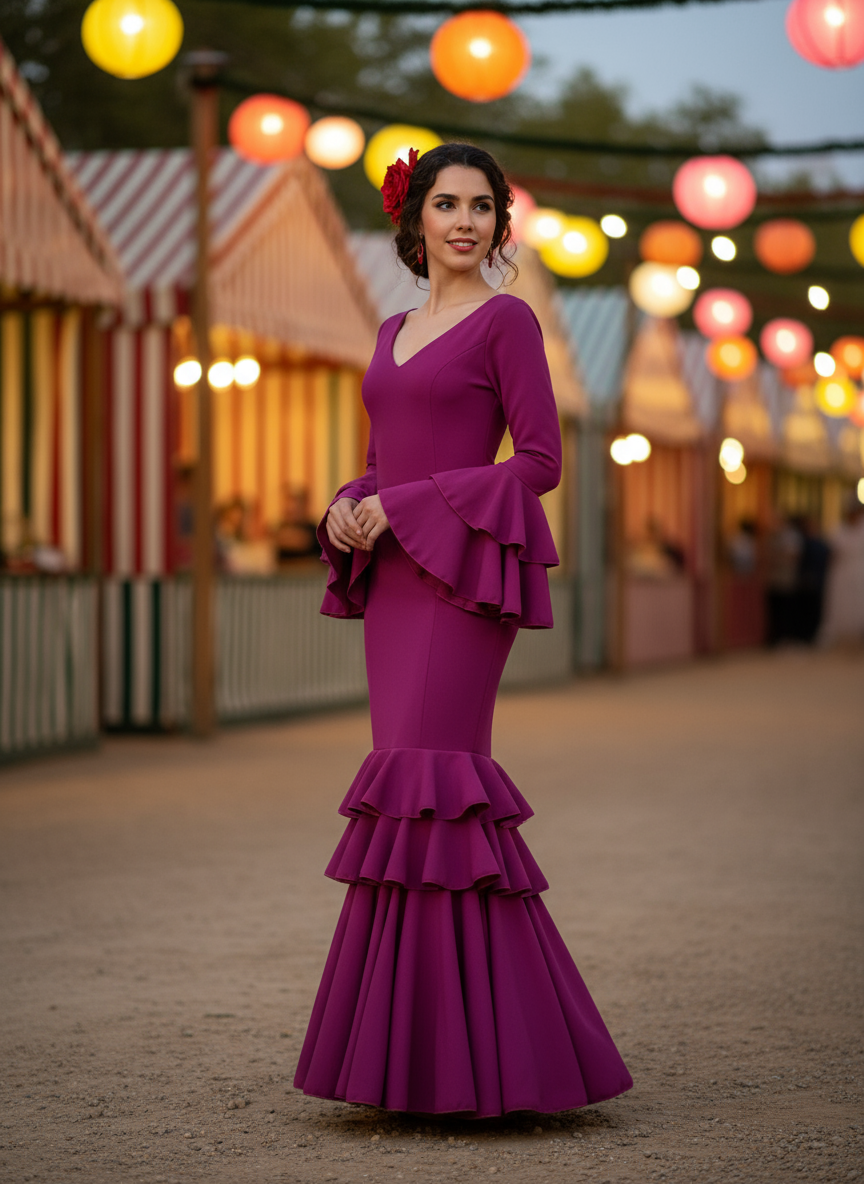 TRAJE FLAMENCA BERENJENA EMMA WU DESIGN X FLAMENCA 21041