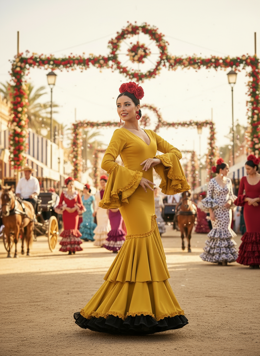 TRAJE FLAMENCA AMARILLO EMMA WU DESIGN X FLAMENCA 0491