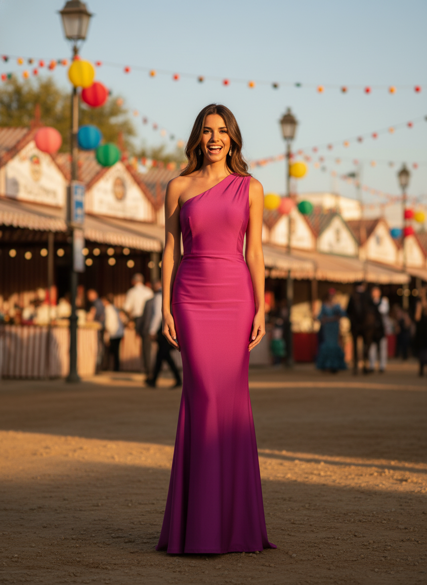 SHINY STRETCH LONG DRESS BOUGAINVILLE 25129