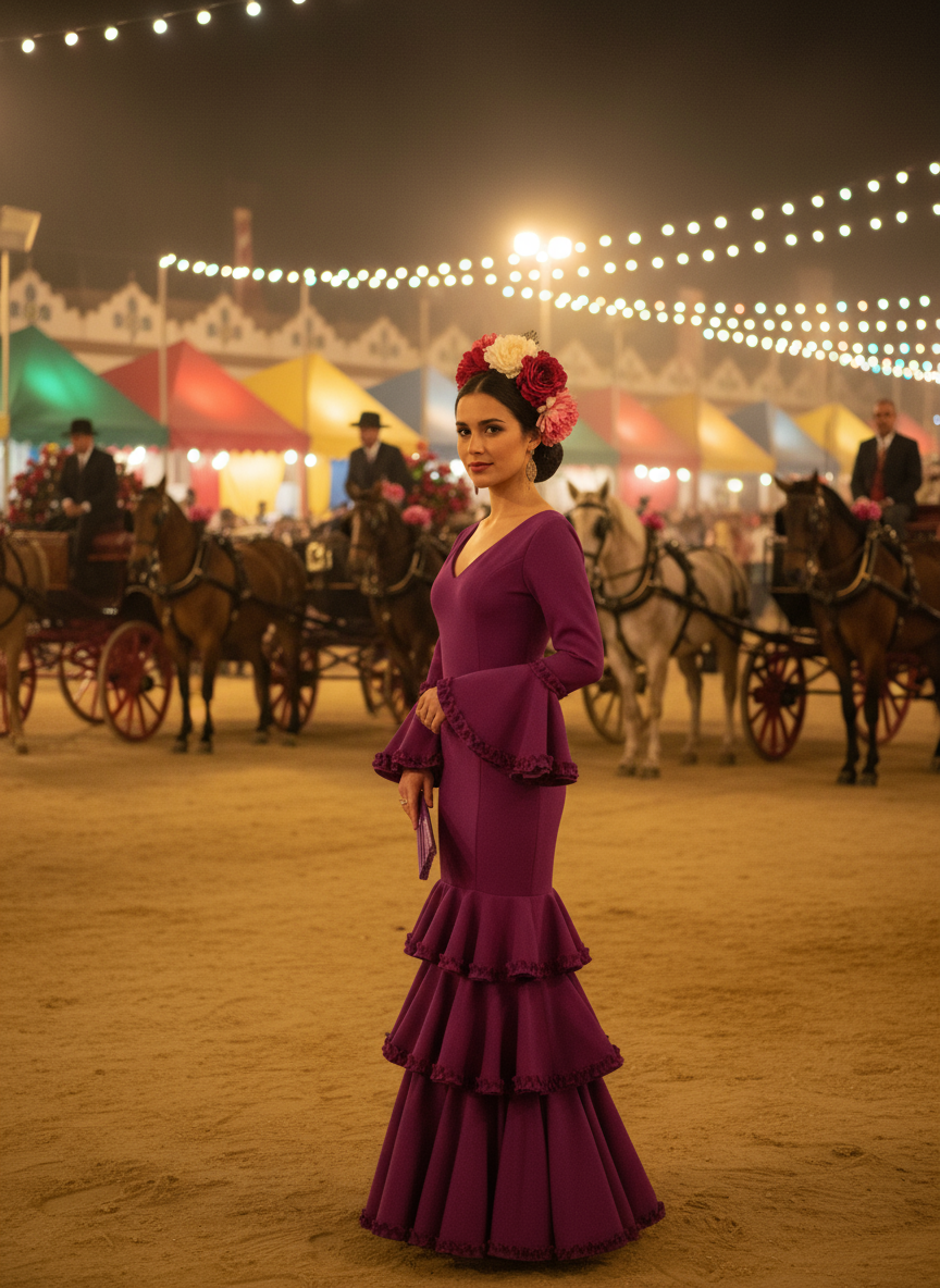 TRAJE FLAMENCA BERENJENA EMMA WU DESIGN X FLAMENCA EM222