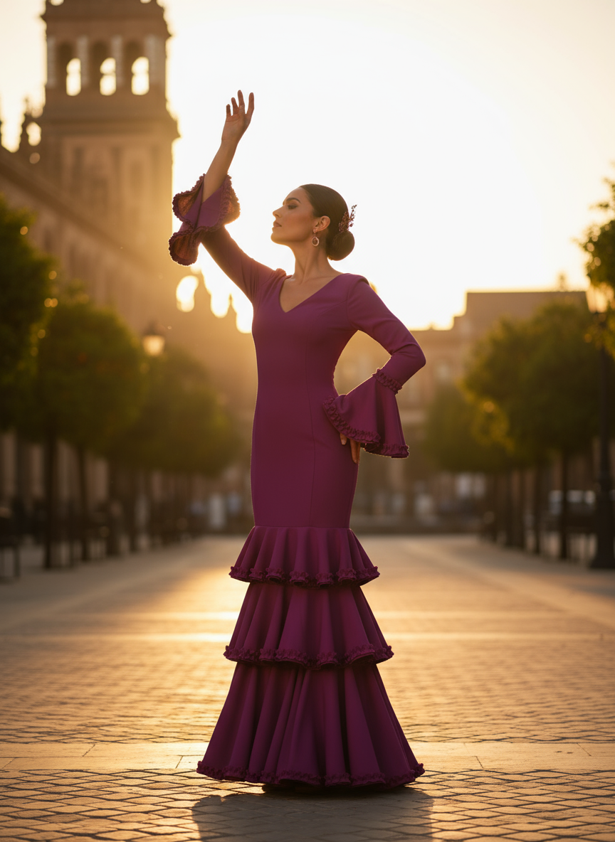 TRAJE FLAMENCA BERENJENA EMMA WU DESIGN X FLAMENCA EM222