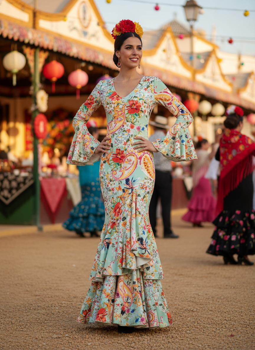 TRAJE FLAMENCA VERDE QUIRÓFANO EMMA WU DESIGN X FLAMENCA E0491