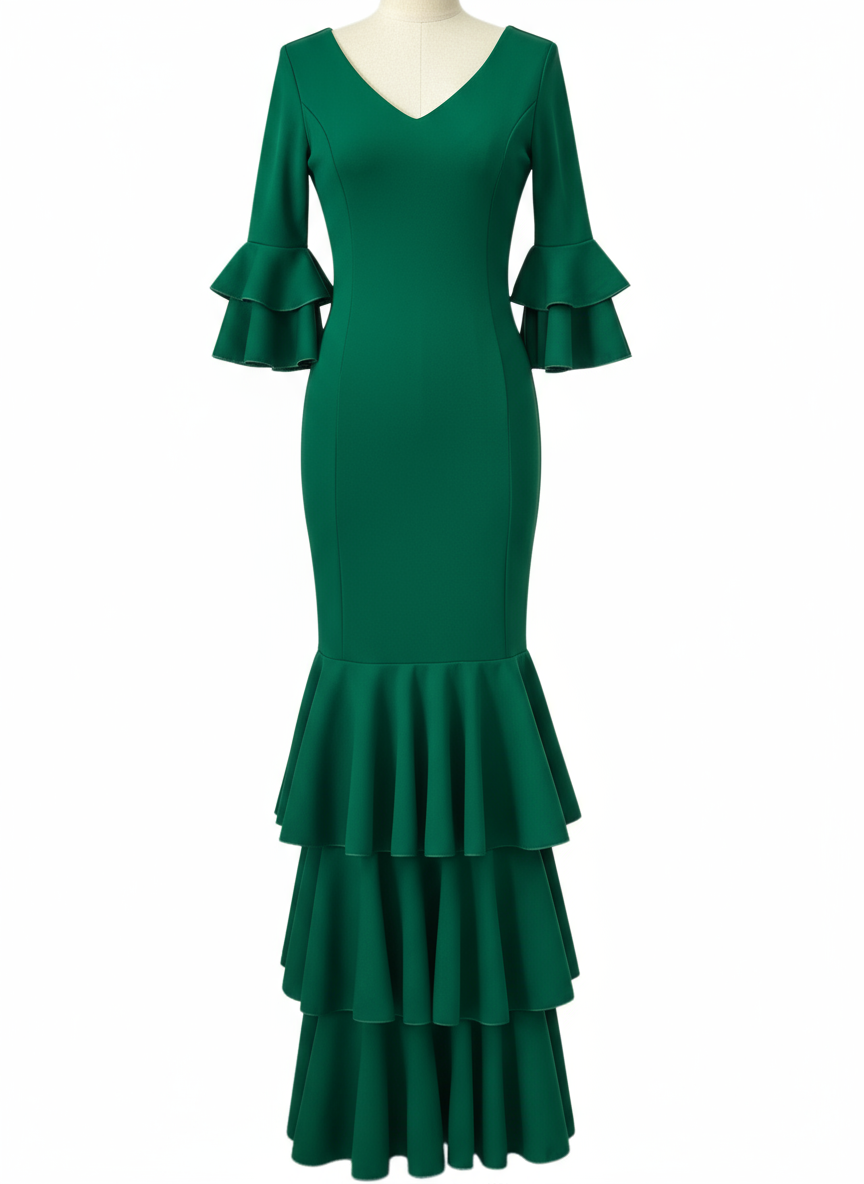 TRAJE FLAMENCA VERDE ANDALUCÍA EMMA WU DESIGN X FLAMENCA 21040