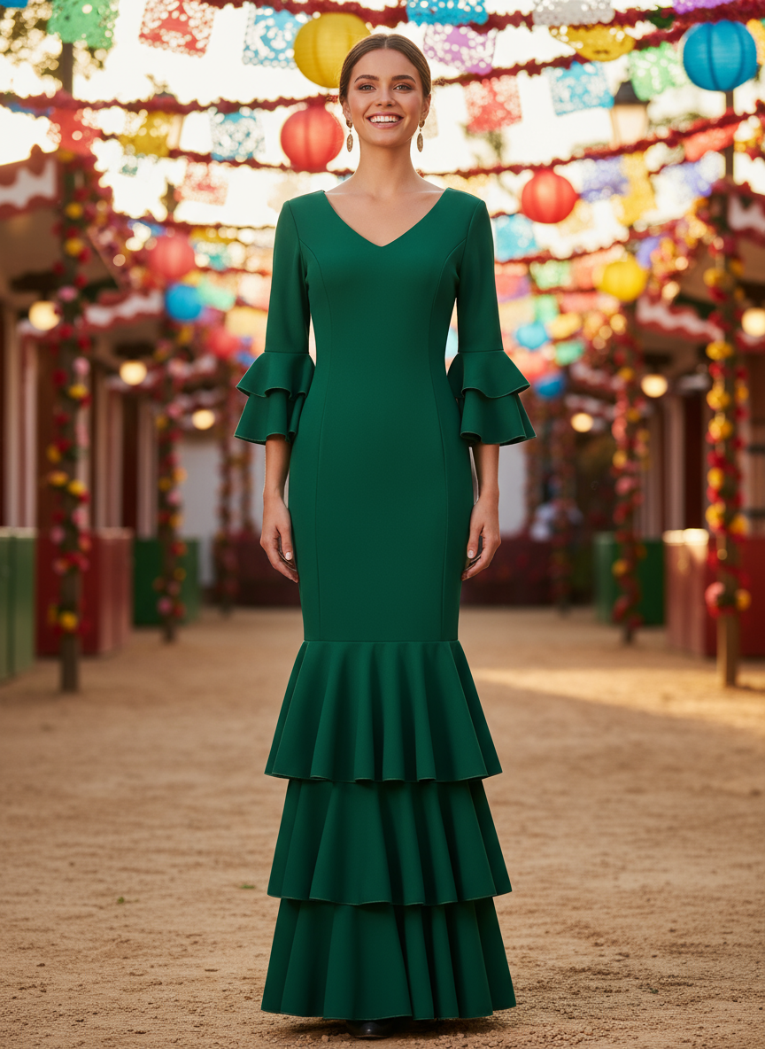 TRAJE FLAMENCA VERDE ANDALUCÍA EMMA WU DESIGN X FLAMENCA 21040