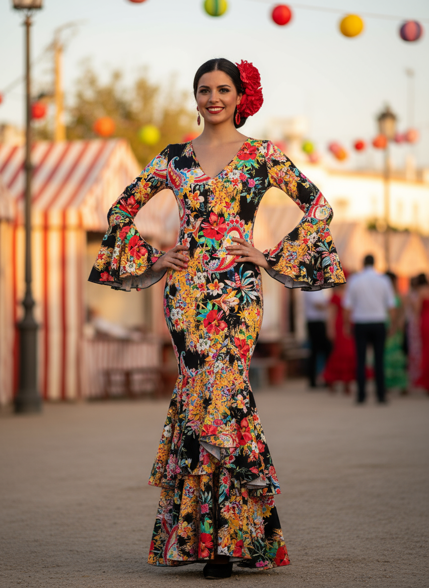 TRAJE FLAMENCA NEGRO EMMA WU DESIGN X FLAMENCA E0491