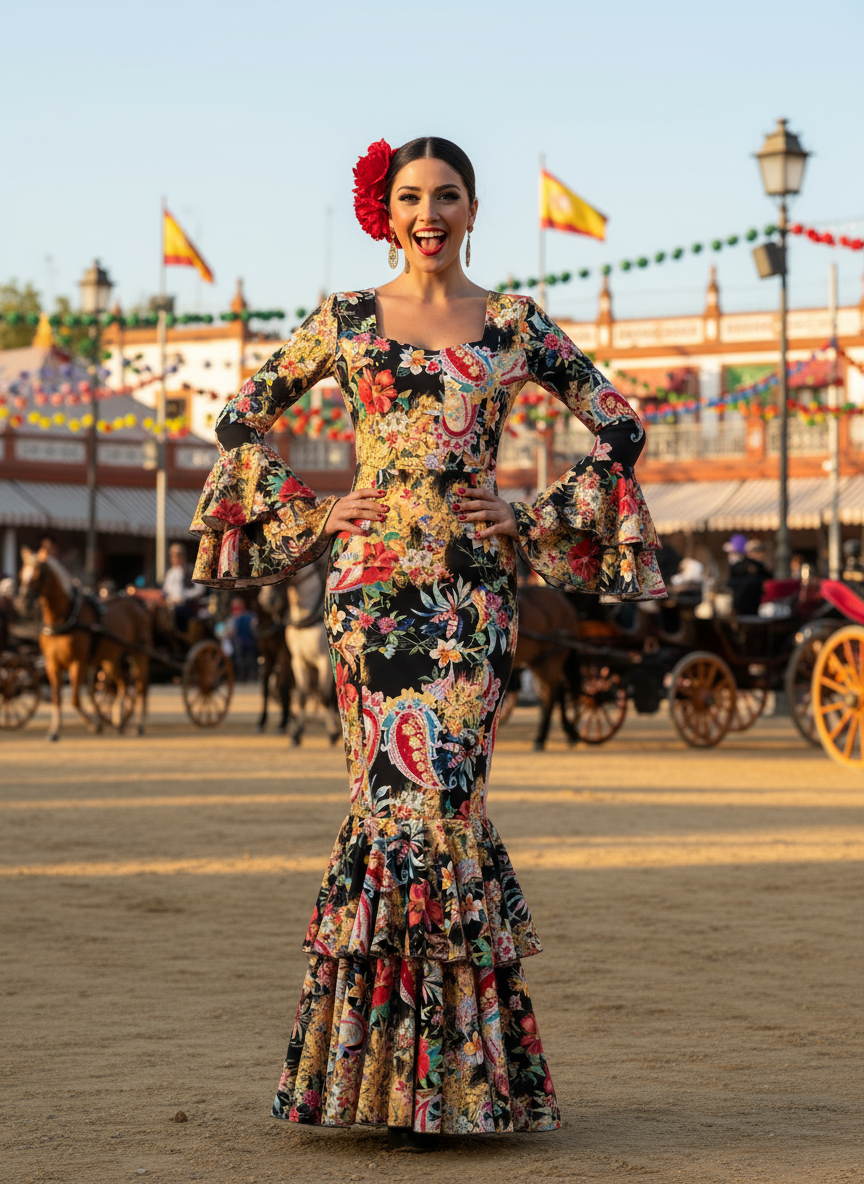 TRAJE FLAMENCA NEGRO EMMA WU DESIGN X FLAMENCA E0212