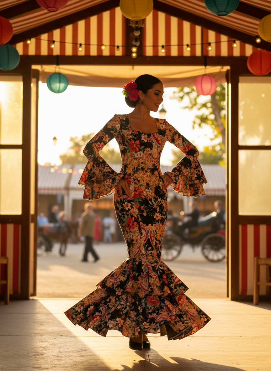 TRAJE FLAMENCA NEGRO EMMA WU DESIGN X FLAMENCA E0212