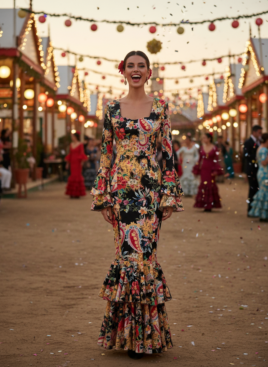 TRAJE FLAMENCA NEGRO EMMA WU DESIGN X FLAMENCA E0212