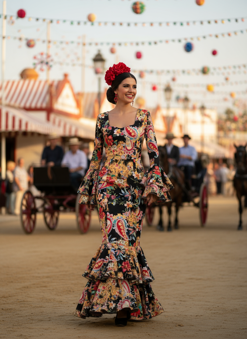 TRAJE FLAMENCA NEGRO EMMA WU DESIGN X FLAMENCA E0212