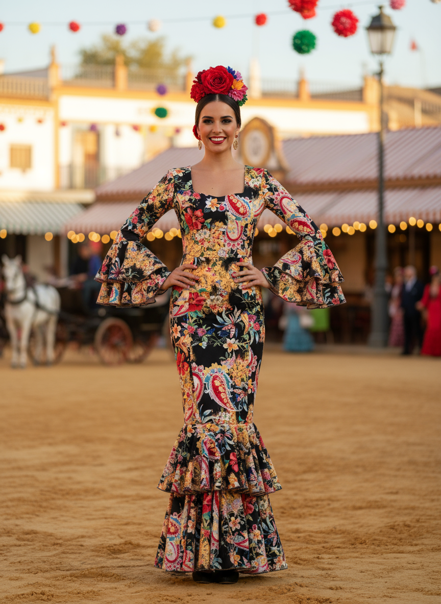 TRAJE FLAMENCA NEGRO EMMA WU DESIGN X FLAMENCA E0212