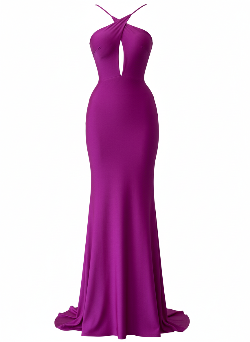 SHINY STRETCH LONG DRESS BOUGAINVILLE 25081