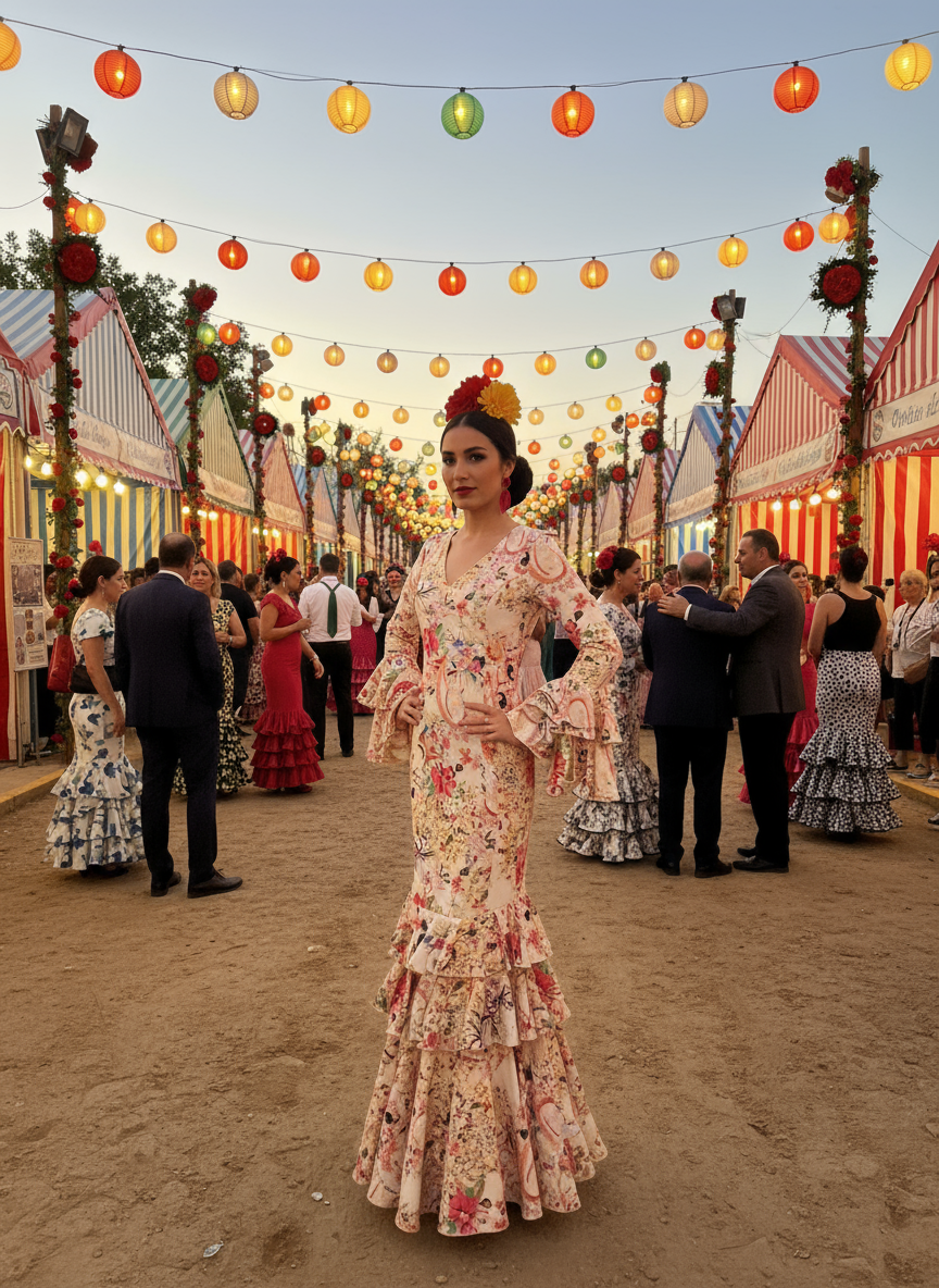 TRAJE FLAMENCA BLANCO EMMA WU DESIGN X FLAMENCA E21041